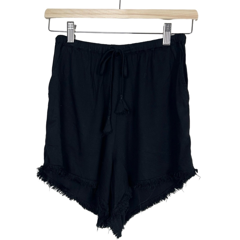 Rue Stiic Anthropologie Shorts Womens XS Black Bohemian Boho Tassel Tie Beachy - Picture 3 of 10